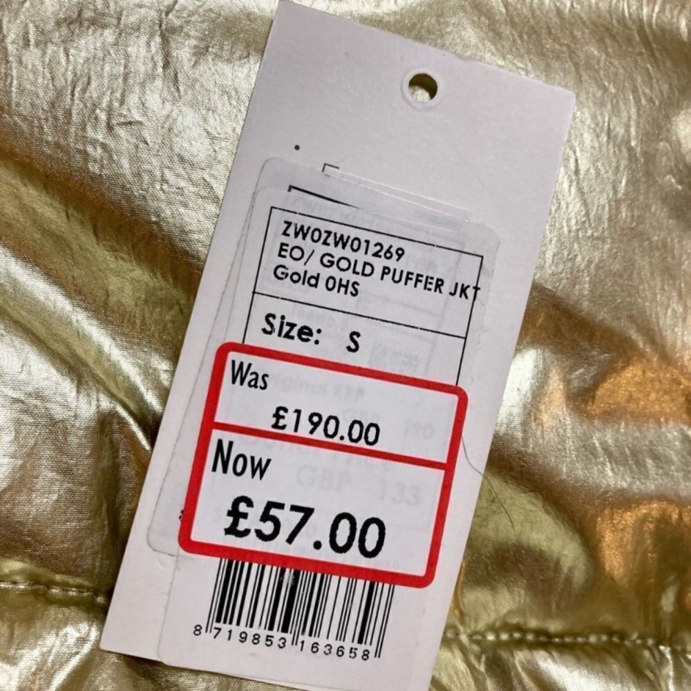 Calvin Klein Gold Hooded Puffer Coat size Small - Picture 16 of 16